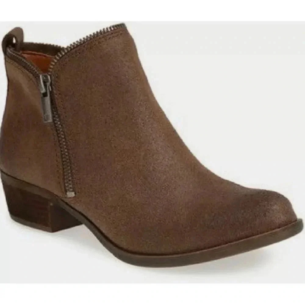 Lucky Brand Brown Bartalino Zipper Booties Size 9.5